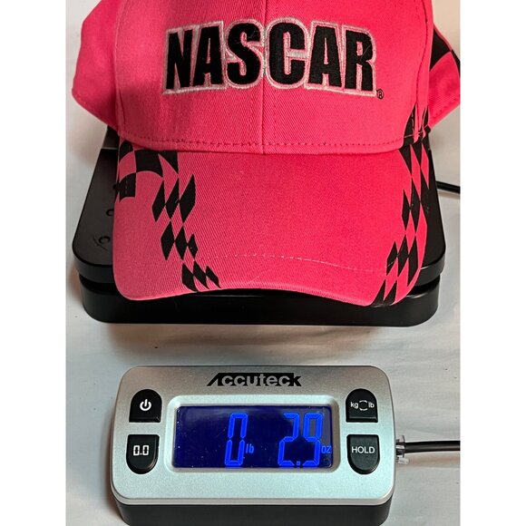 NASCAR Pink Cotton Cap Hat With Black Checkered Flag Design & Adjustable Strap - Picture 13 of 13